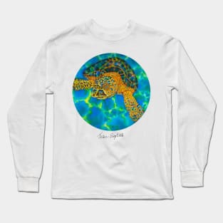 Caribbean unveiled on silk | Opal Sea Turtle Long Sleeve T-Shirt